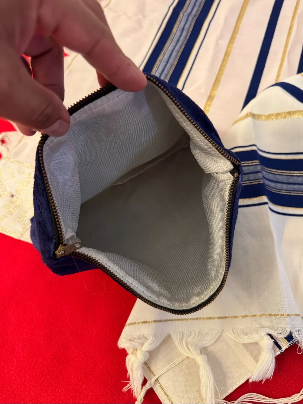 Tallit Talis Silver Thread Prayer Shawl /Talis Bag Hebrew Judaica Judaism Israel